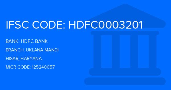 Hdfc Bank Uklana Mandi Branch IFSC Code