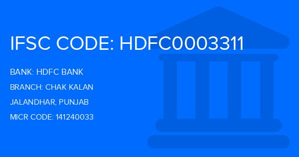 Hdfc Bank Chak Kalan Branch IFSC Code