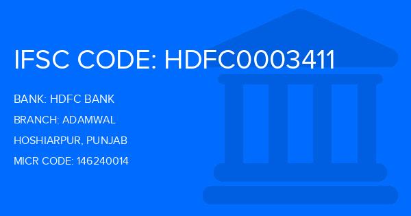 Hdfc Bank Adamwal Branch IFSC Code
