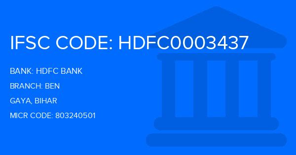 Hdfc Bank Ben Branch IFSC Code