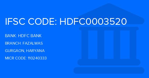 Hdfc Bank Fazalwas Branch IFSC Code