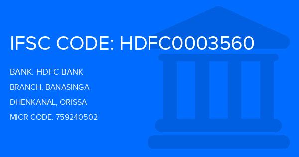 Hdfc Bank Banasinga Branch IFSC Code