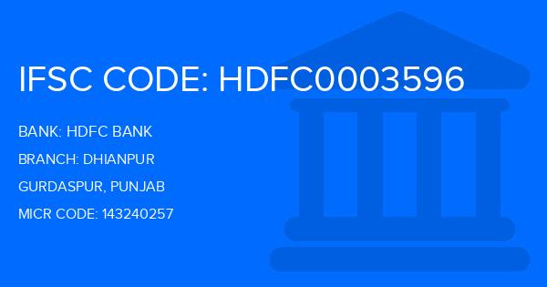 Hdfc Bank Dhianpur Branch IFSC Code