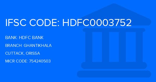 Hdfc Bank Ghantikhala Branch IFSC Code