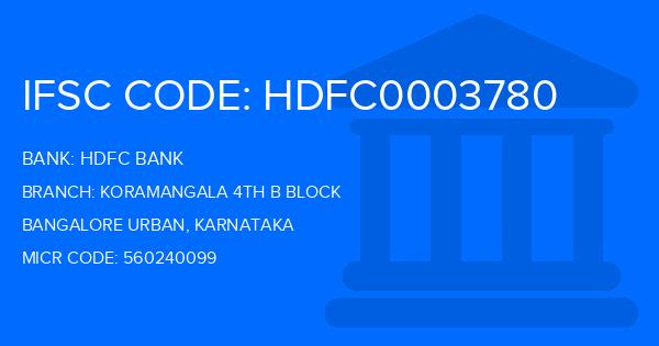 Hdfc Bank Koramangala 4Th B Block Branch IFSC Code