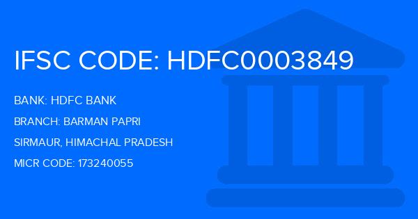 Hdfc Bank Barman Papri Branch IFSC Code
