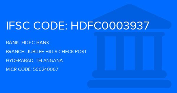 Hdfc Bank Jubilee Hills Check Post Branch IFSC Code