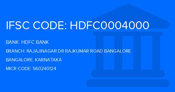 Hdfc Bank Rajajinagar Dr Rajkumar Road Bangalore Branch IFSC Code