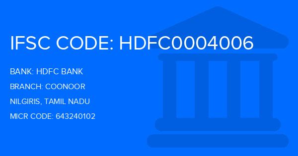 Hdfc Bank Coonoor Branch IFSC Code