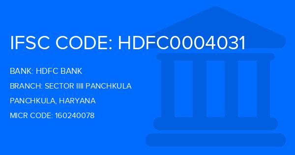 Hdfc Bank Sector Iiii Panchkula Branch IFSC Code