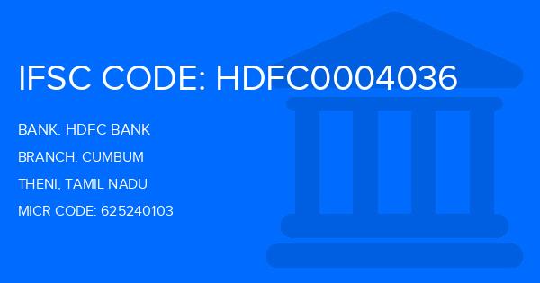 Hdfc Bank Cumbum Branch IFSC Code