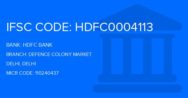 Hdfc Bank Defence Colony Market Branch IFSC Code