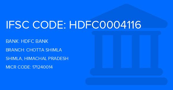 Hdfc Bank Chotta Shimla Branch IFSC Code