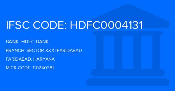 Hdfc Bank Sector Xxxi Faridabad Branch IFSC Code