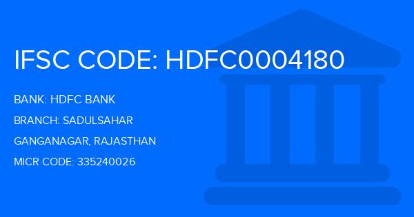 Hdfc Bank Sadulsahar Branch IFSC Code