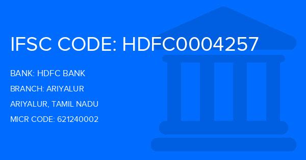 Hdfc Bank Ariyalur Branch IFSC Code