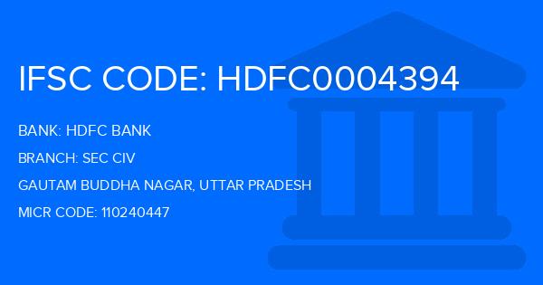 Hdfc Bank Sec Civ Branch IFSC Code