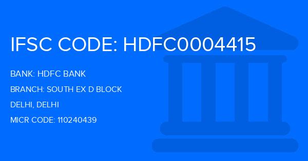 Hdfc Bank South Ex D Block Branch IFSC Code