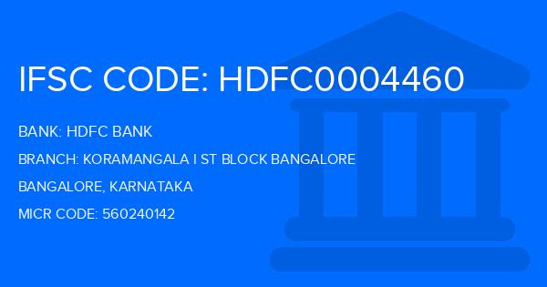 Hdfc Bank Koramangala I St Block Bangalore Branch IFSC Code
