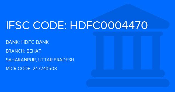 Hdfc Bank Behat Branch IFSC Code