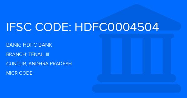 Hdfc Bank Tenali Iii Branch IFSC Code