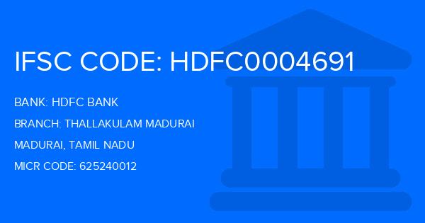 Hdfc Bank Thallakulam Madurai Branch IFSC Code