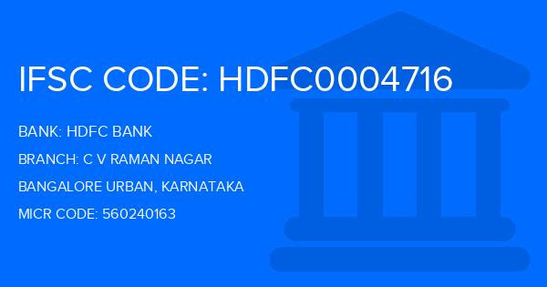 Hdfc Bank C V Raman Nagar Branch IFSC Code