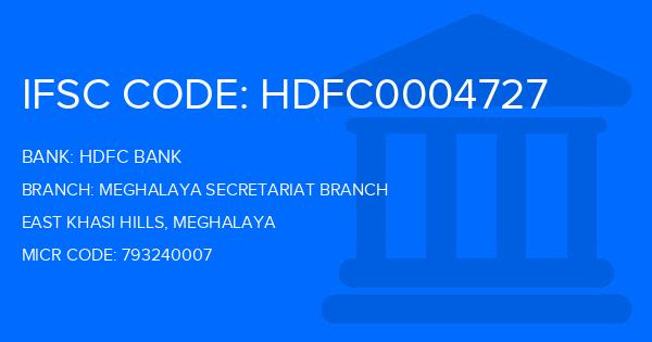 Hdfc Bank Meghalaya Secretariat Branch