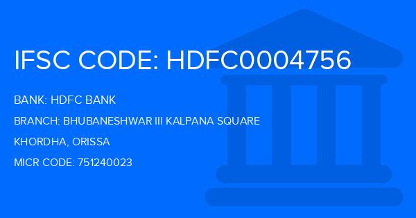 Hdfc Bank Bhubaneshwar Iii Kalpana Square Branch IFSC Code