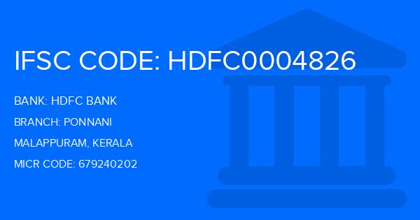 Hdfc Bank Ponnani Branch IFSC Code