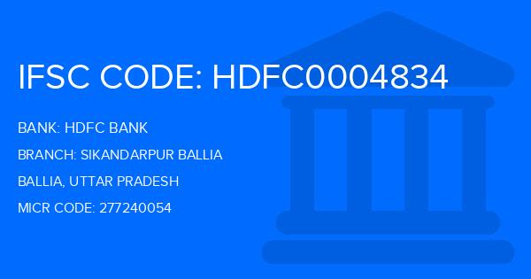 Hdfc Bank Sikandarpur Ballia Branch IFSC Code