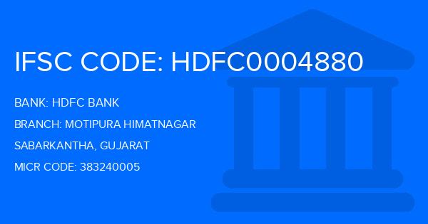 Hdfc Bank Motipura Himatnagar Branch IFSC Code
