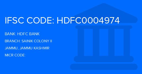 Hdfc Bank Sainik Colony Ii Branch IFSC Code
