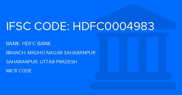 Hdfc Bank Madho Nagar Saharanpur Branch IFSC Code