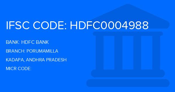 Hdfc Bank Porumamilla Branch IFSC Code