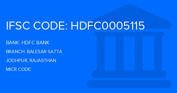 Hdfc Bank Balesar Satta Branch IFSC Code