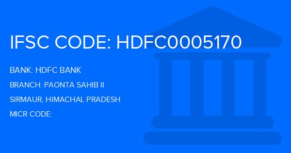 Hdfc Bank Paonta Sahib Ii Branch IFSC Code