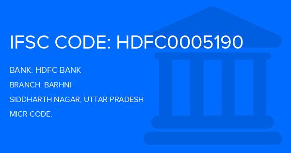 Hdfc Bank Barhni Branch IFSC Code
