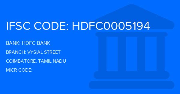 Hdfc Bank Vysial Street Branch IFSC Code