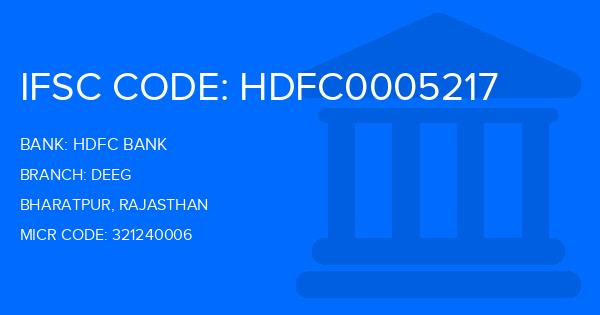 Hdfc Bank Deeg Branch IFSC Code