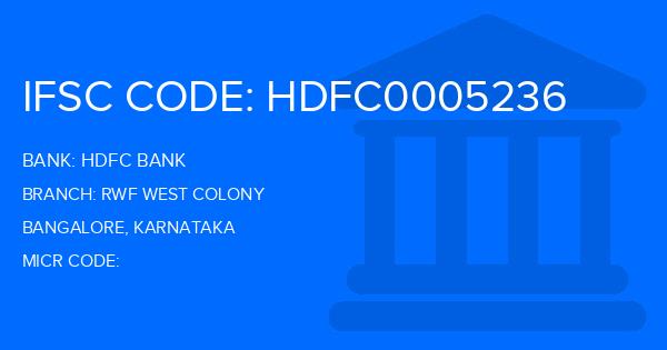 Hdfc Bank Rwf West Colony Branch IFSC Code