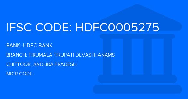 Hdfc Bank Tirumala Tirupati Devasthanams Branch IFSC Code