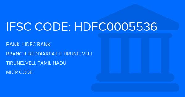 Hdfc Bank Reddiarpatti Tirunelveli Branch IFSC Code