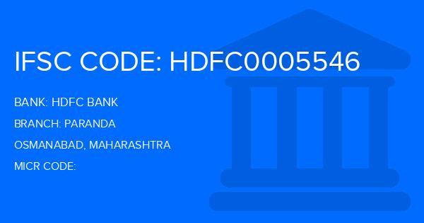 Hdfc Bank Paranda Branch IFSC Code
