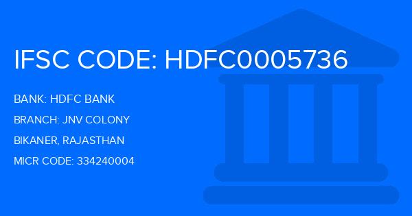 Hdfc Bank Jnv Colony Branch IFSC Code