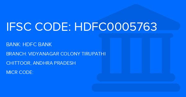 Hdfc Bank Vidyanagar Colony Tirupathi Branch IFSC Code