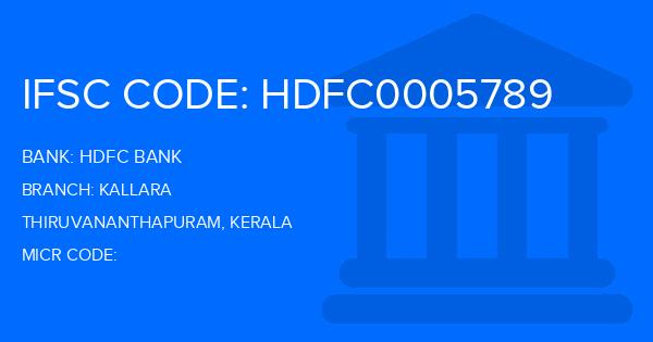 Hdfc Bank Kallara Branch IFSC Code