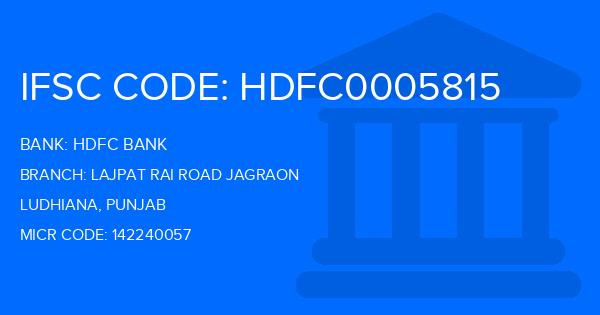 Hdfc Bank Lajpat Rai Road Jagraon Branch IFSC Code