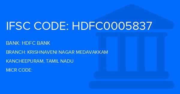 Hdfc Bank Krishnaveni Nagar Medavakkam Branch IFSC Code