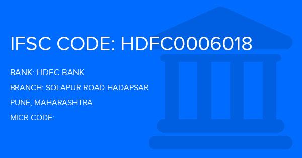 Hdfc Bank Solapur Road Hadapsar Branch IFSC Code